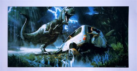 Concept art of one of the major sequences of Jurassic Park before the ...