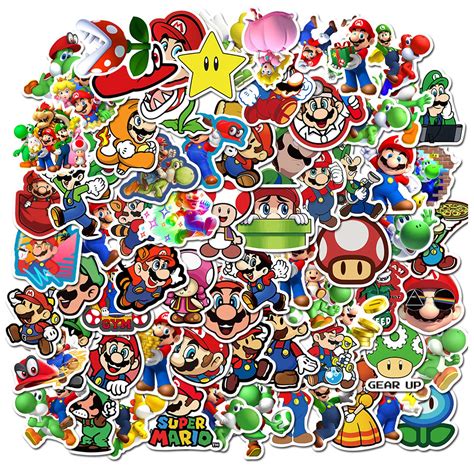 Buy 100 PCS Super Mario Bros Stickers Mario Vinyl Waterproof Stickers ...