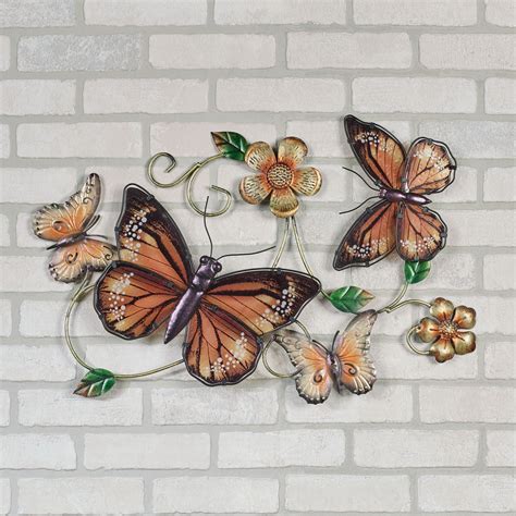 Butterfly Garden Indoor Outdoor Metal and Glass Wall Art