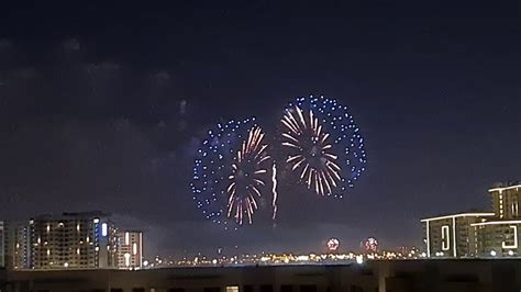 Dubai fireworks 2021 from my rooftop. Beautiful view of all fireworks in dubai - YouTube