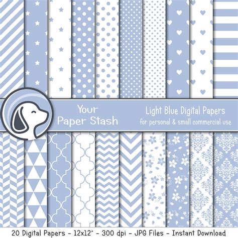 Light Blue Digital Scrapbook Paper Pack for Baby Showers 1st - Etsy