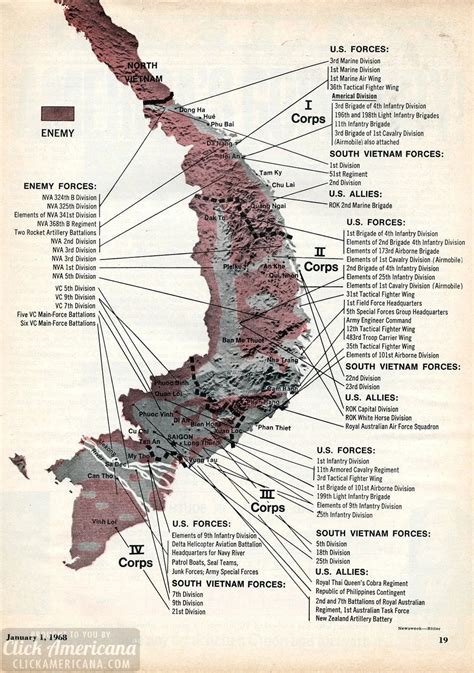 Vietnam War map: Corps to corps (1968) - Click Americana