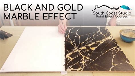 Black and Gold Marble Effect Painting Technique - YouTube