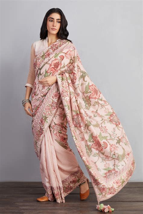 Buy Pink Handwoven Chanderi Floral Gulbahari Chandani Saree For Women by Torani Online at Aza ...