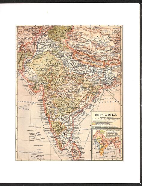 India, Antique Map of India 1900