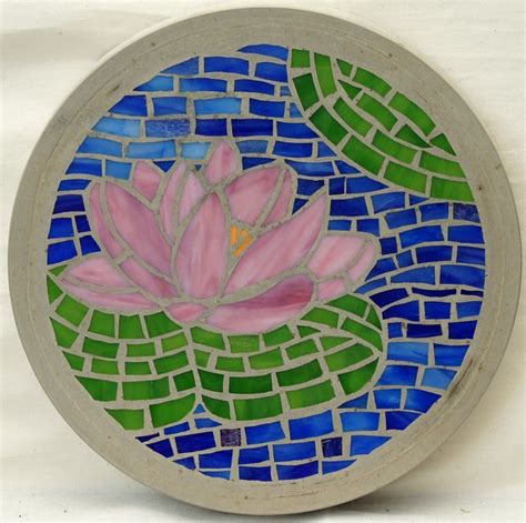 Lotus flower mosaic stepping stone (4) - Folksy Garden Rock Art, Mosaic ...