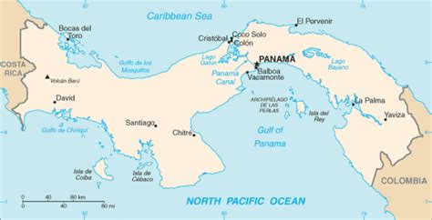 Map of Panama. Terrain, area and outline maps of Panama - CountryReports