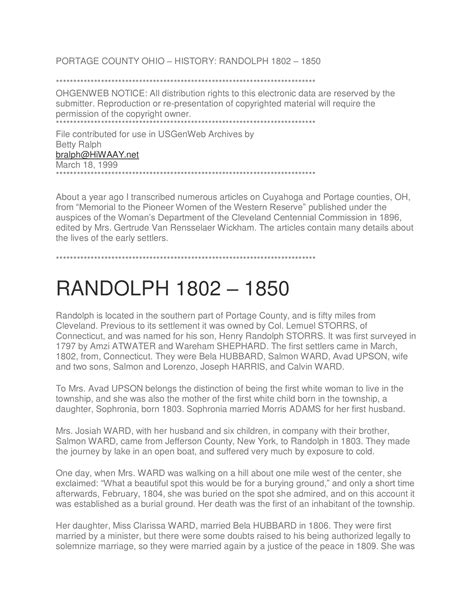 History – Randolph Ohio