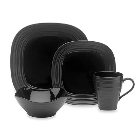 Mikasa® Swirl Square Dinnerware Collection in Black | Bed Bath and Beyond Canada