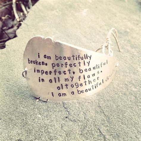 hand stamped sterling flatware bracelet with beautifully broken / beautiful disaster quote on ...