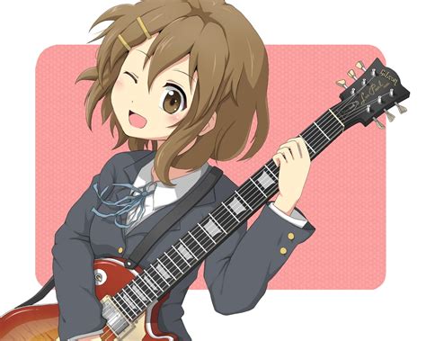 Female anime character in school uniform playing guitar digital wallpaper HD wallpaper ...