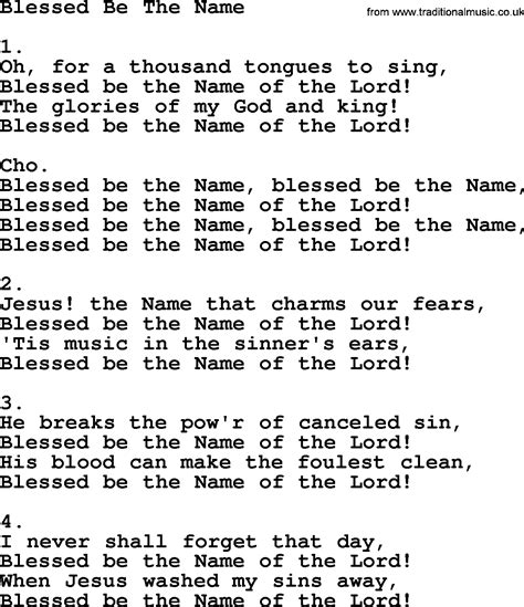 Blessed Be The Name - Apostolic and Pentecostal Hymns and Songs lyrics ...