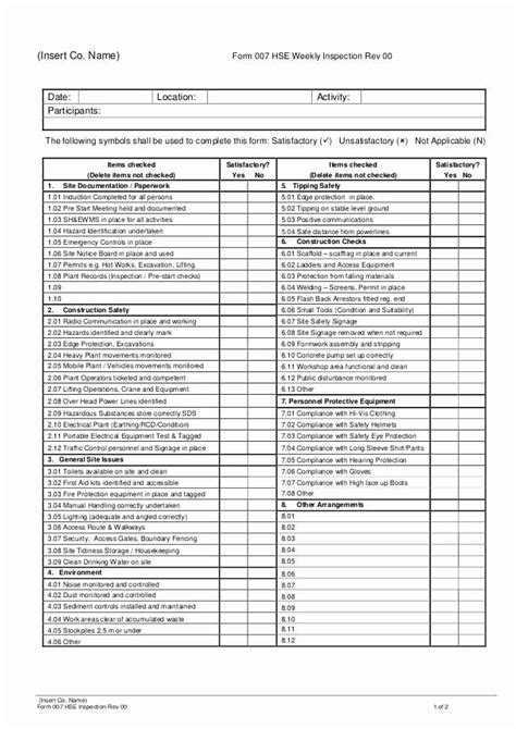 Construction Site Inspection form Template Best Of to Site Inspection Report Sample Construction ...