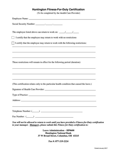 Top 10 Fitness For Duty Certification Form Templates free to download in PDF format