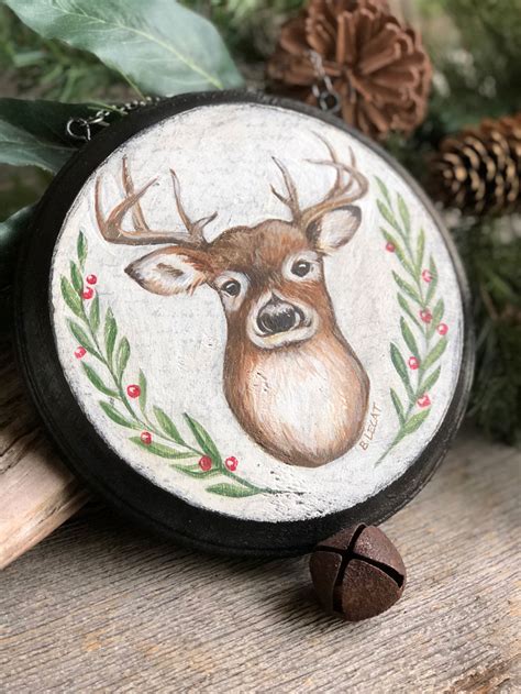 Farmhouse style Christmas Deer Art Wall Decor or Ornament