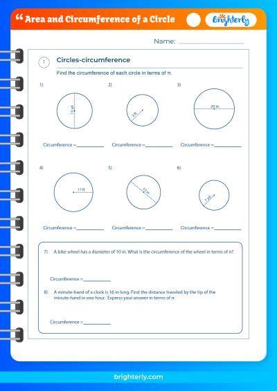 Area And Circumference Of A Circle Worksheets