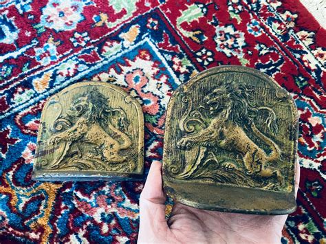 Antique Cast Iron Bookends Majestic Roaring Lions Library - Etsy