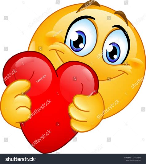 Happy Emoji Emoticon Hugging Red Heart Stock Vector (Royalty Free) 1734125849 | Shutterstock