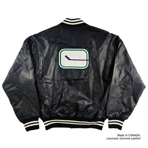 Men’s Vancouver Canucks Stick in Rink Logo Leather Game Wear Jacket ...