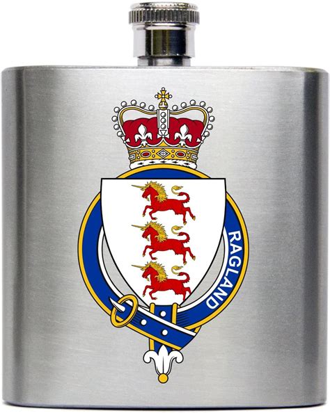 Amazon.com | Ragland (Wales) Family Crest British Garter Click America 6 oz. Stainless Steel ...