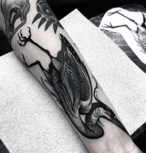 60 Crane Tattoo Designs For Men - Masculine Bird Ink Ideas