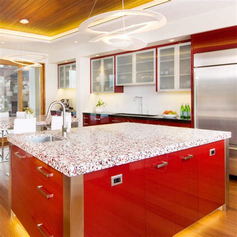 Vetrazzo - Ruby Red Kitchen Countertop Materials, Glass Countertops, How To Install Countertops ...