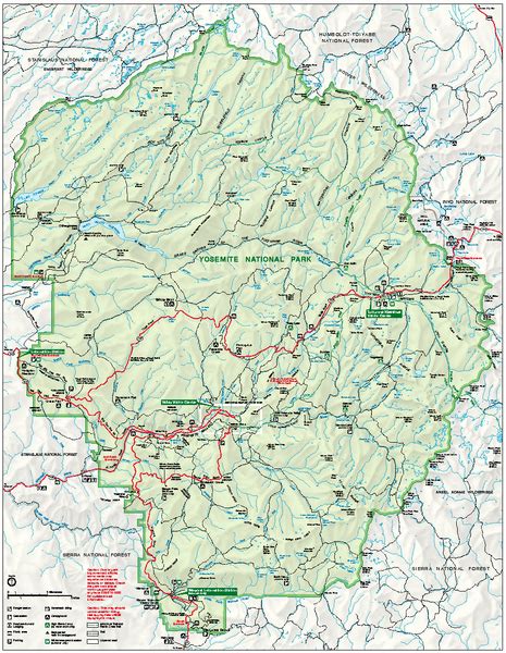 Yosemite National Park official map - Yosemite National Park CA • mappery