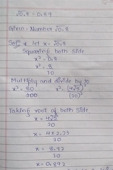 Find the square root of 0.8 correct to 2 places of decimals. - Brainly.in