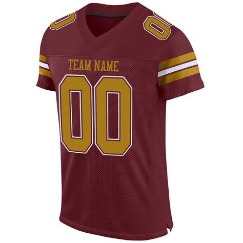 Custom Burgundy Old Gold-White Mesh Authentic Football Jersey – Fiitg