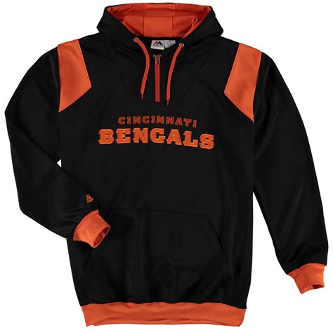 Men's Cincinnati Bengals Majestic Black Big & Tall 1/4-Zip Pullover Hoodie