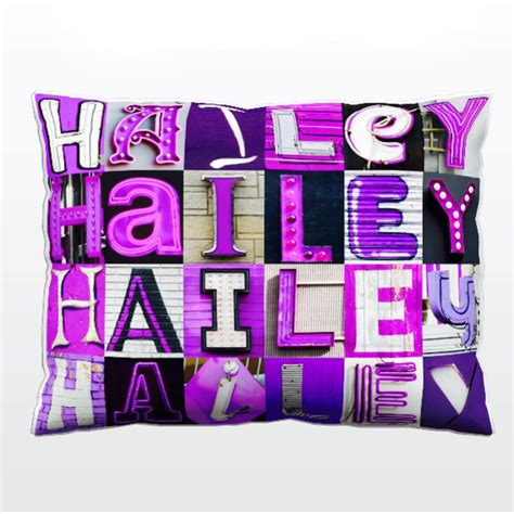 Personalized Pillow featuring the name HAILEY in photos of PURPLE sign letters | eBay ...