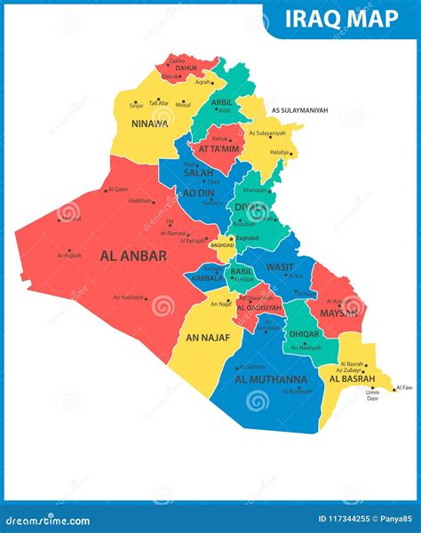 The Detailed Map of Iraq with Regions or States and Cities, Capital ...