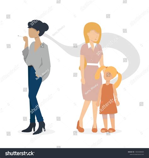 Woman Smoking Cigarette Mother Baby Standing Stock Vector (Royalty Free) 1404408905 | Shutterstock