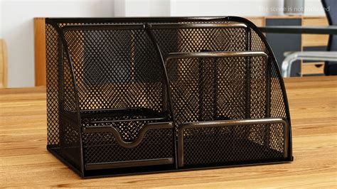 Black Mesh Desk Organizer with Drawer 3D Model $19 - .3ds .blend .c4d ...