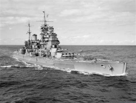 HMS battleship Duke of York (17) in the Pacific, Aug 1945. (WWII ended the next month on Sept 2 ...