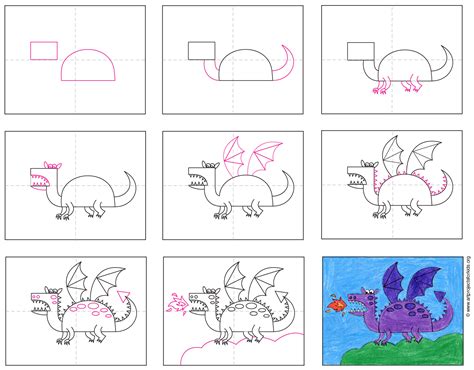 Easy How to Draw a Dragon Tutorial and Easy Dragon Coloring Page · Art Projects for Kids