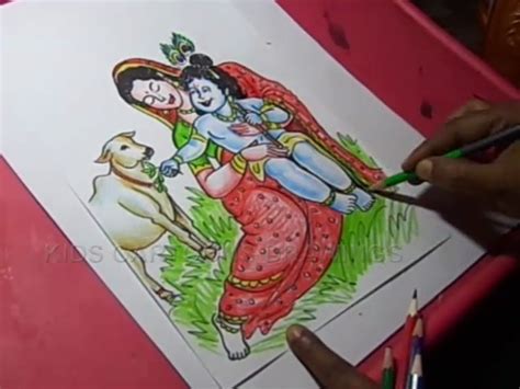 How To Draw Lord Child Krishna And Yashoda Color Drawing