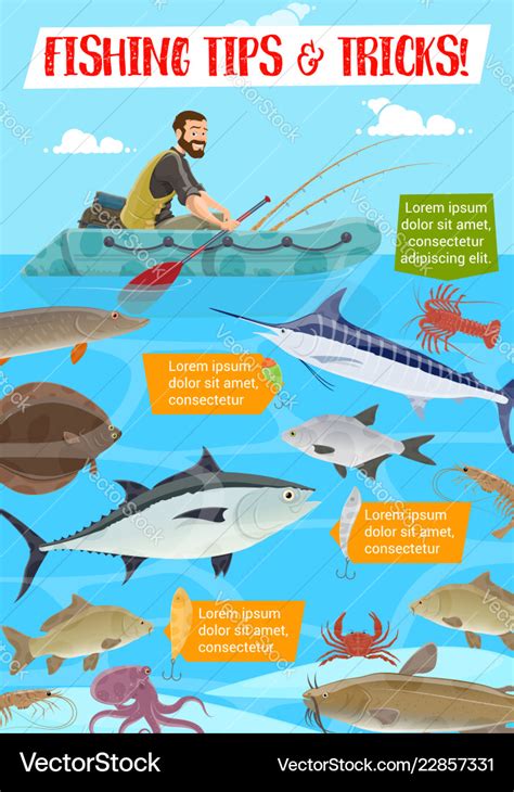 Fishing sport tips and tricks cartoon Royalty Free Vector