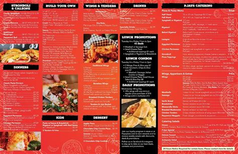 Menu at P.Jay's Pizza pizzeria, Parma, Ridge Rd