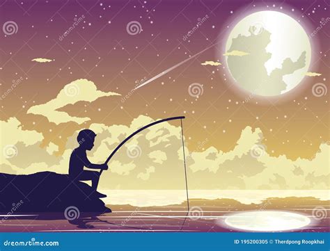 People Avtivity And Life Scene Of Tha Boy Is Sitting To Fishing Cartoon ...