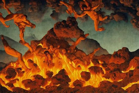 painting of the hell, fire, lava, clouds, romantic, by | Stable Diffusion | OpenArt