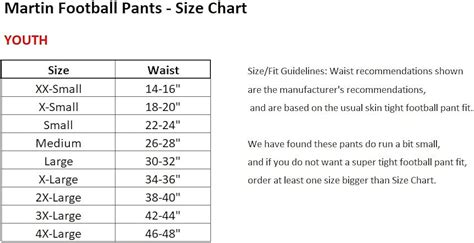 Football Pants Size Chart | ubicaciondepersonas.cdmx.gob.mx