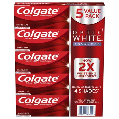 Product of Colgate Optic White Advanced Teeth Whitening Toothpaste 5 Pk ...