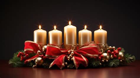 Premium AI Image | A glowing candle centerpiece for Christmas