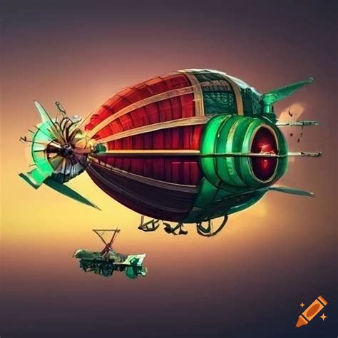 Steampunk cityscape with airships and biplanes
