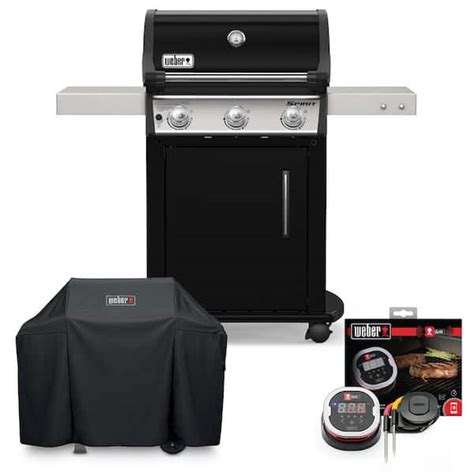 Weber Spirit E-315 Liquid Propane Gas Grill Combo with Cover and iGrill ...