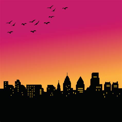 city skyline silhouette at sunset 5719287 Vector Art at Vecteezy