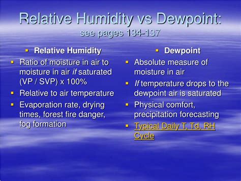 PPT - Relative Humidity vs Dewpoint: see pages 134-137 PowerPoint Presentation - ID:7067870