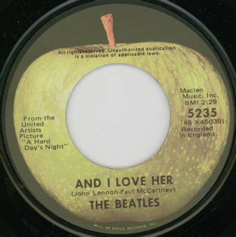 The Beatles - And I Love Her (1975, Vinyl) | Discogs