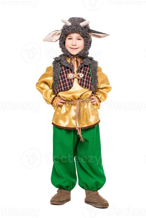 Smiling boy posing in a goat costume 18990923 Stock Photo at Vecteezy